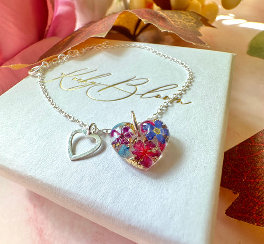Twilight flower Heart 925 sterling silver bracelet