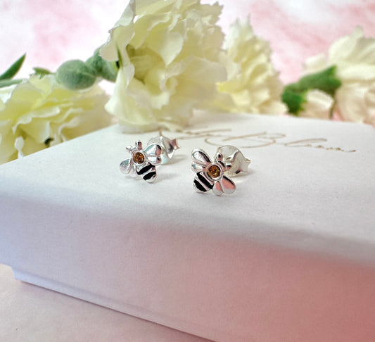 925 Sterling silver Tiny Bee stud earrings.