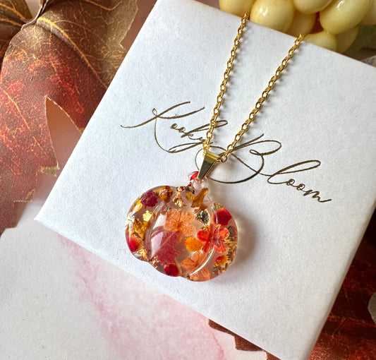 Gold Pumpkin bloom necklace.