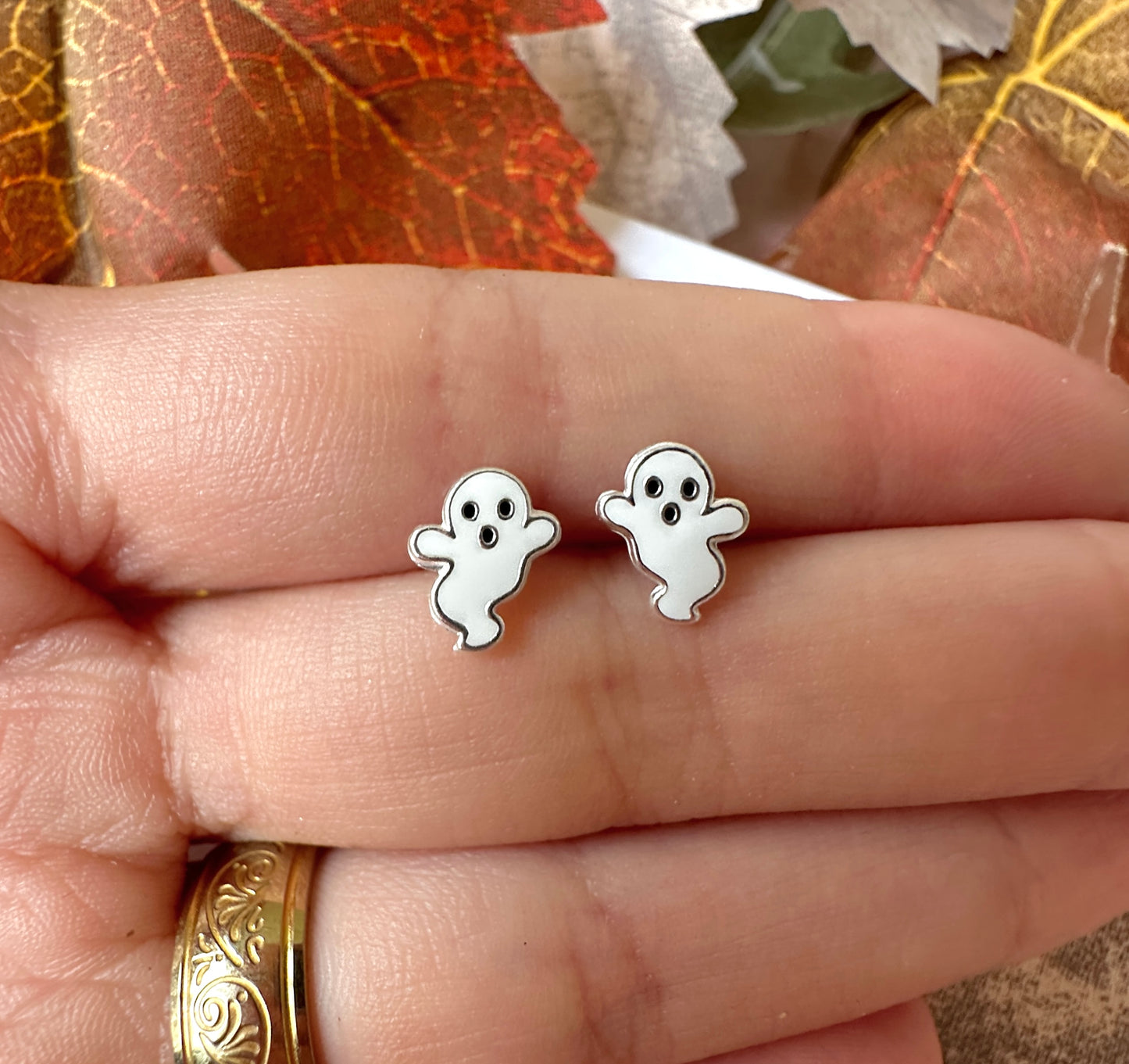 925 sterling silver Ghost stud earrings