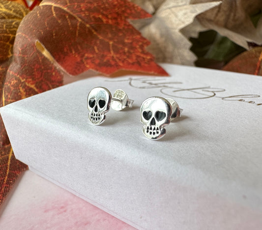 925 sterling silver Skull stud earrings