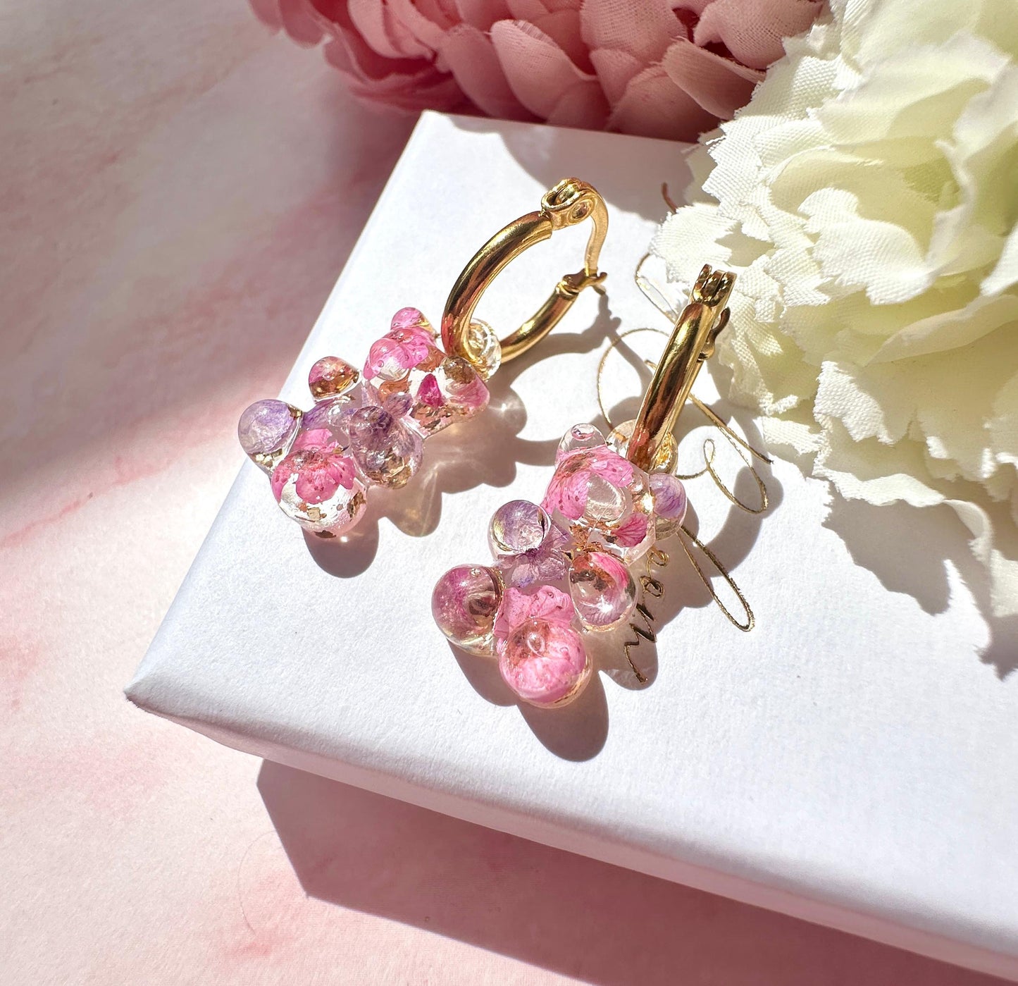 Gummy Bloom Bear hoop earrings.