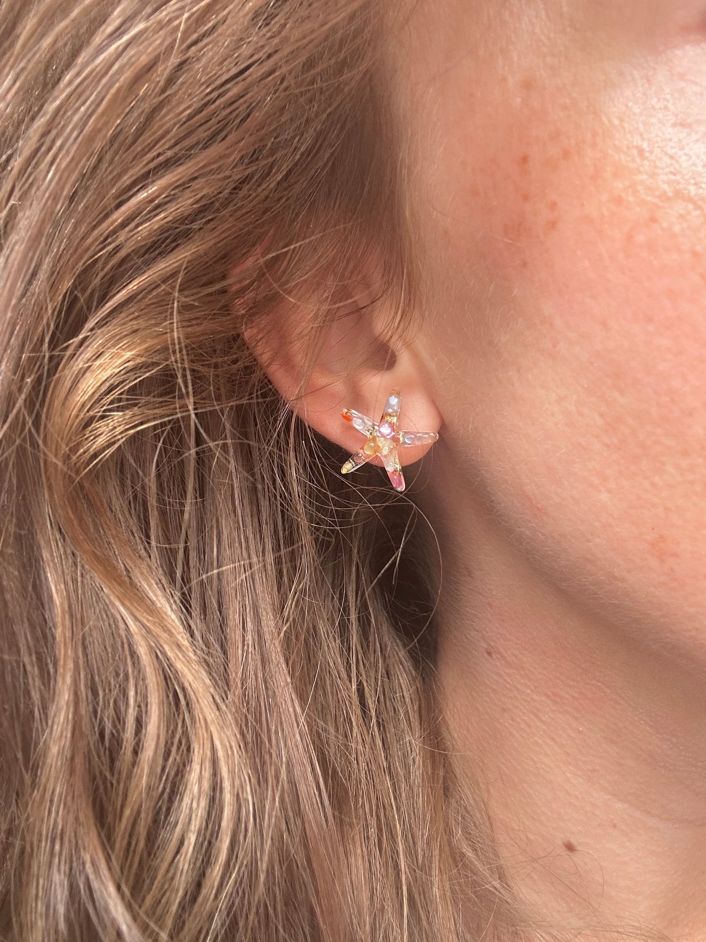 Seashell starfish 925 sterling silver Stud earrings.