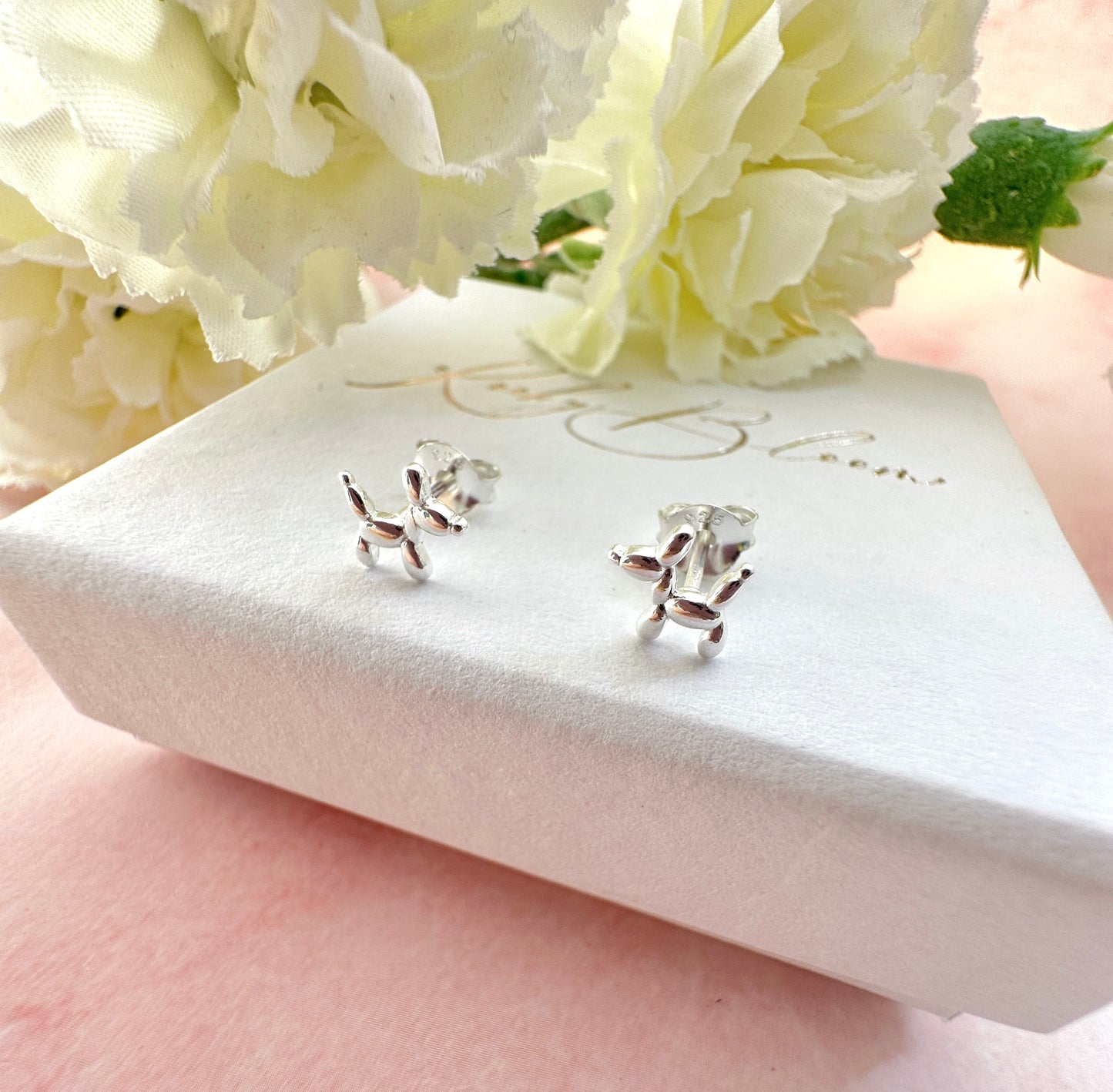 925 Sterling Silver Balloon Dog stud earrings.
