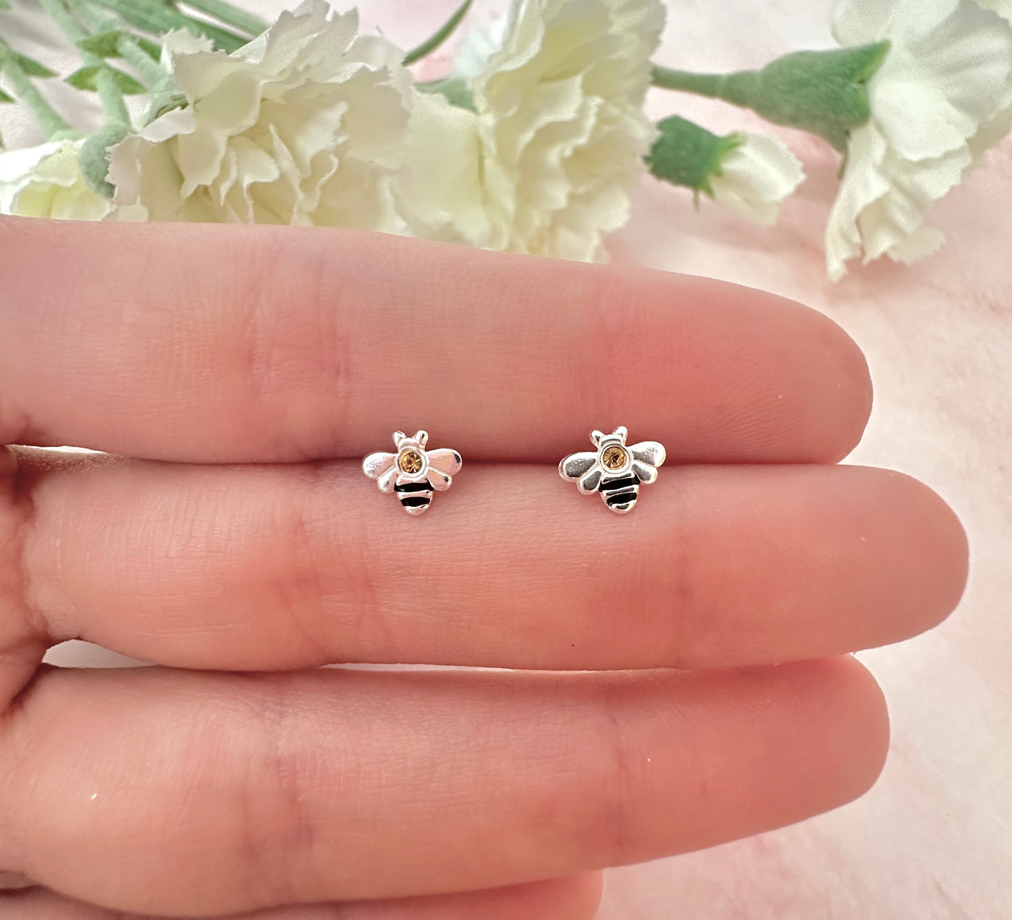925 Sterling silver Tiny Bee stud earrings.