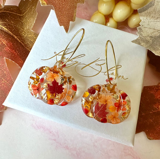 Pumpkin bloom hoop earrings