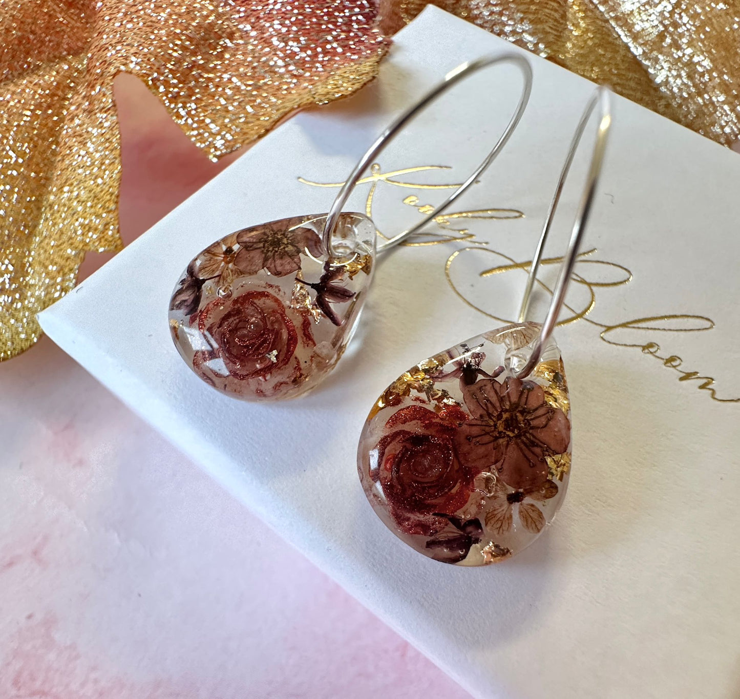 Chocolate teardrop bloom earrings