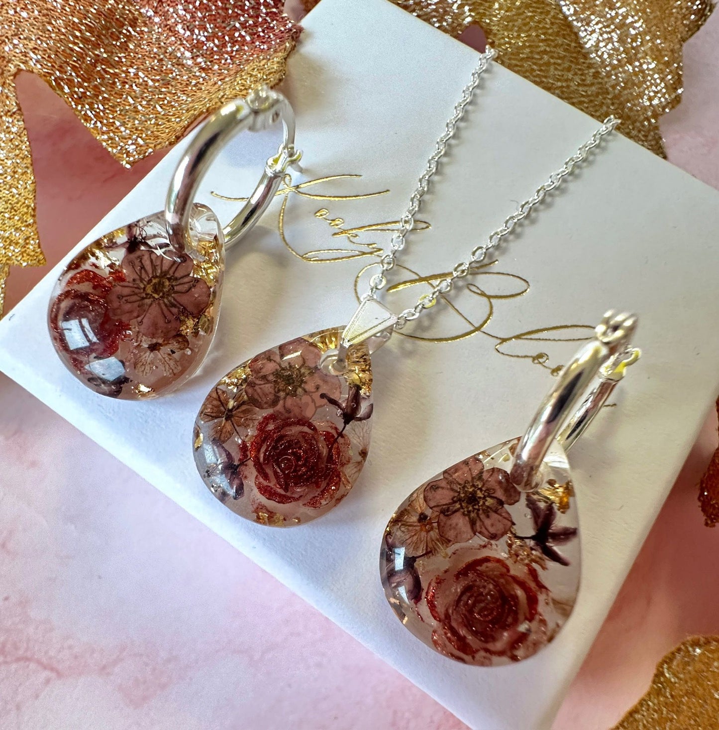 Silver chocolate teardrop necklace