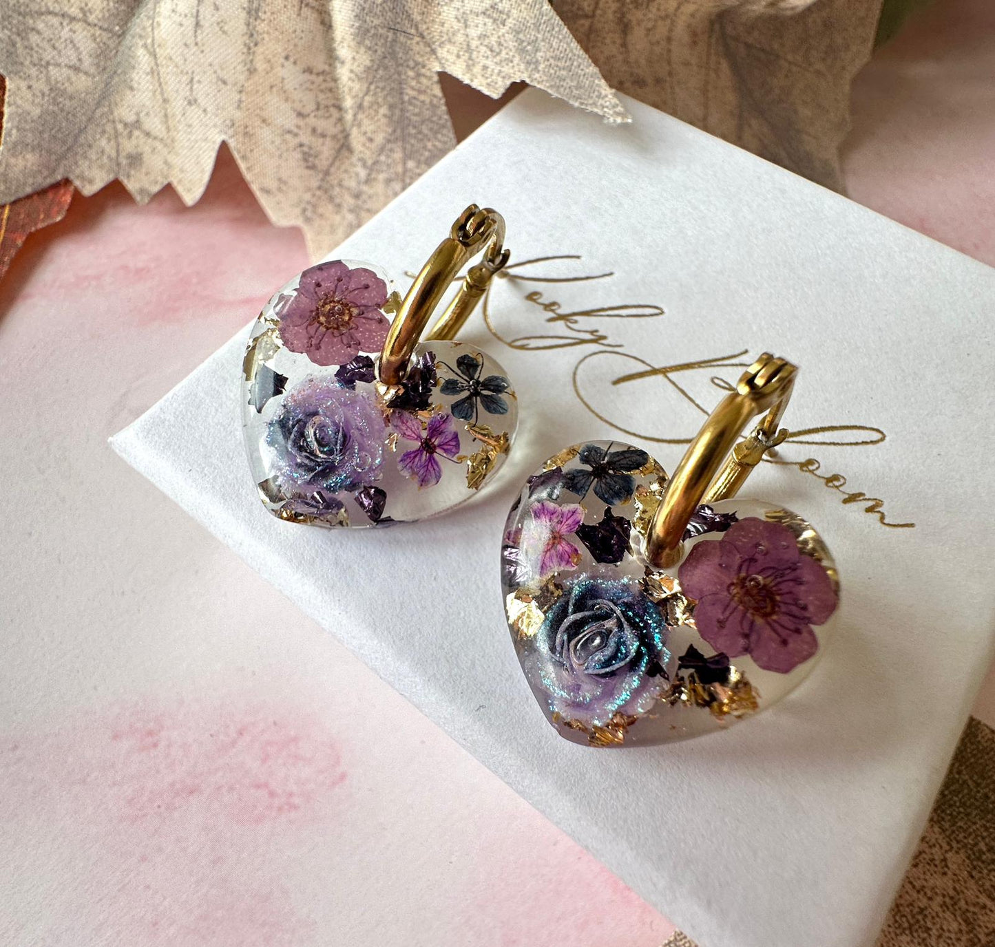 Nightshade bloom Heart earrings.