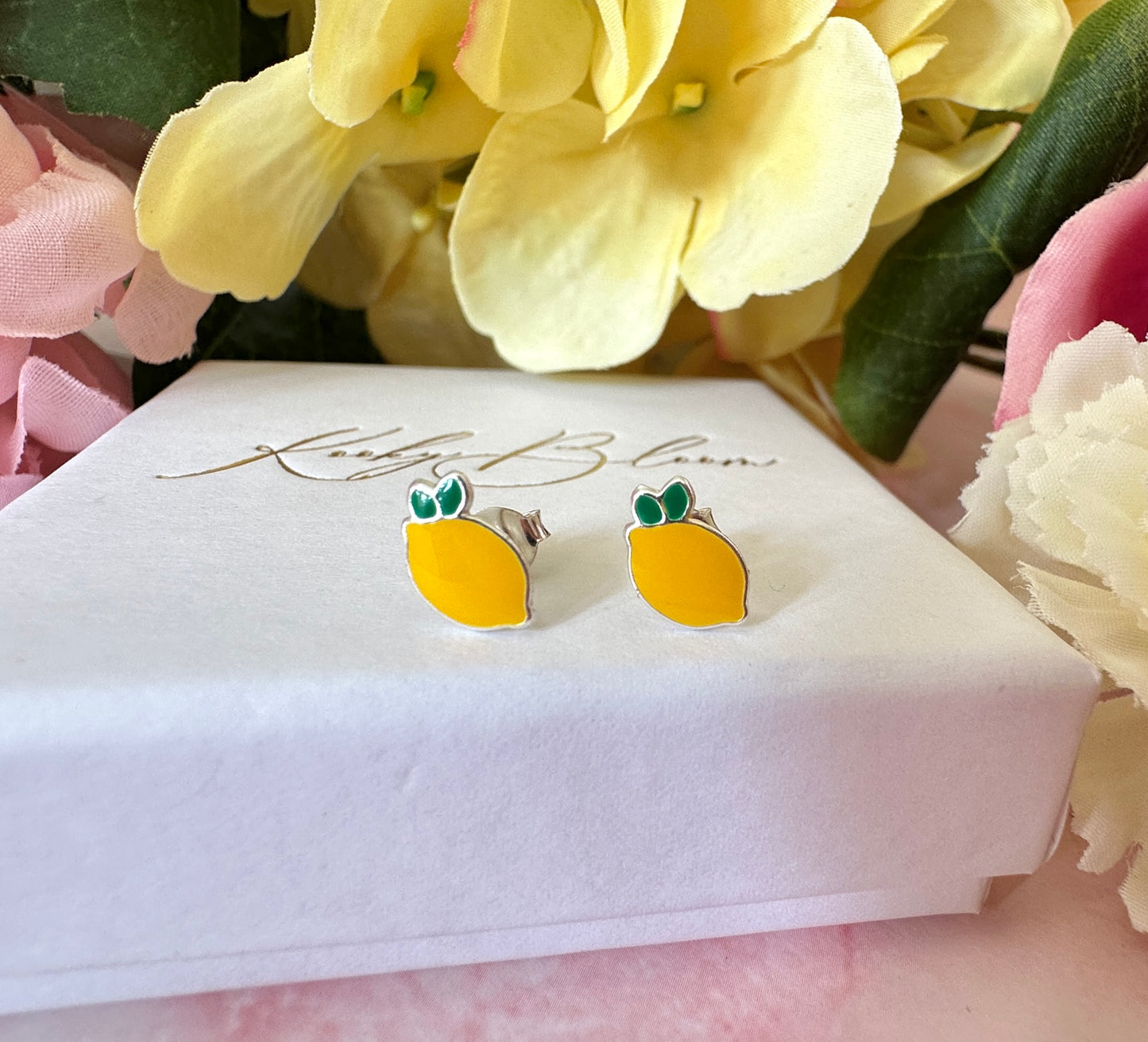 925 Sterling silver Lemon stud earrings.