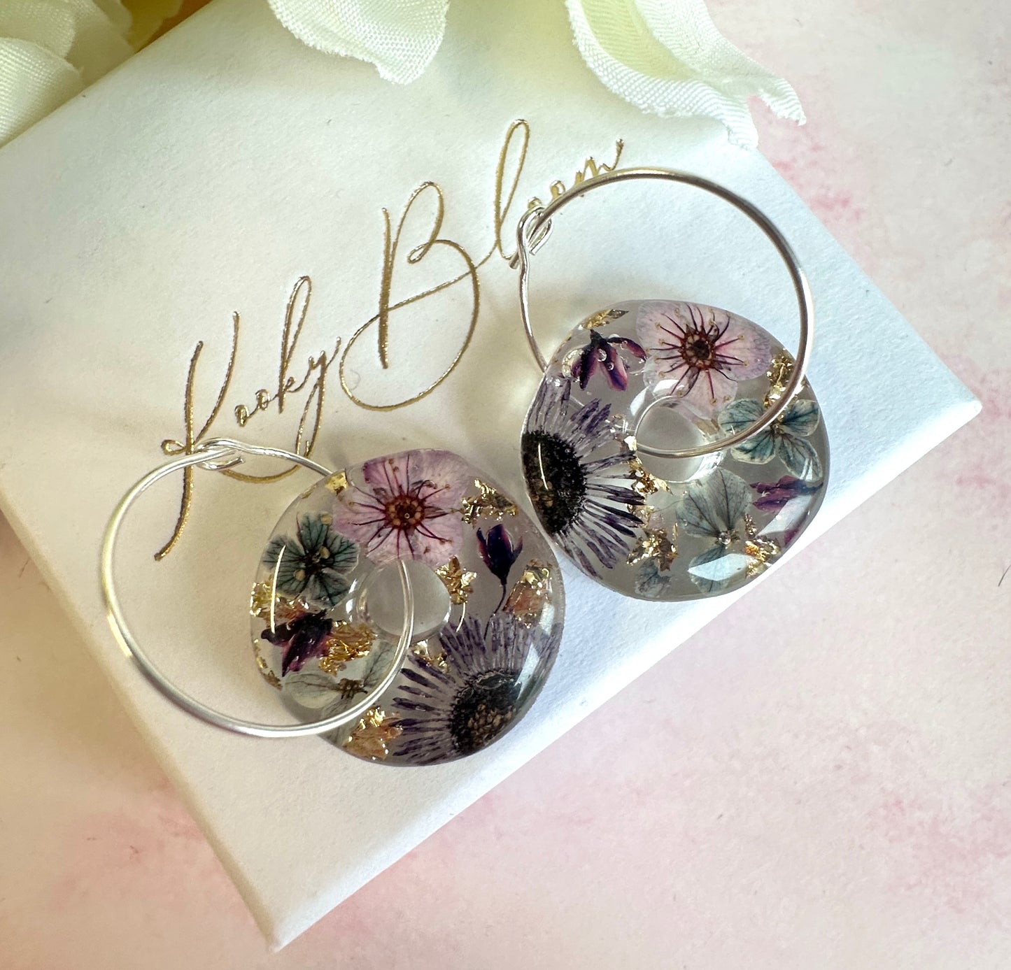 * Limited edition * Dark Daisy donut hoop earrings.