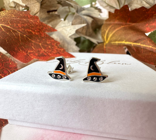 925 sterling silver Witches hat stud earrings