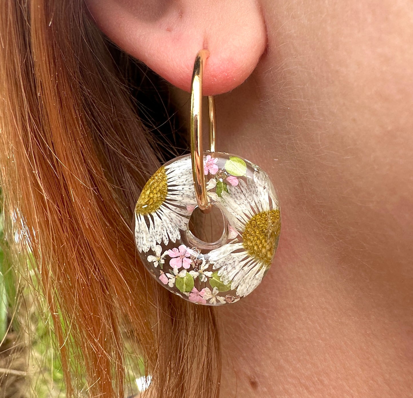 Daisy donut Hoop earrings