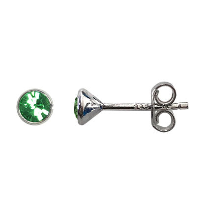 925 sterling Silver BirthStone Birth Month stud earrings.