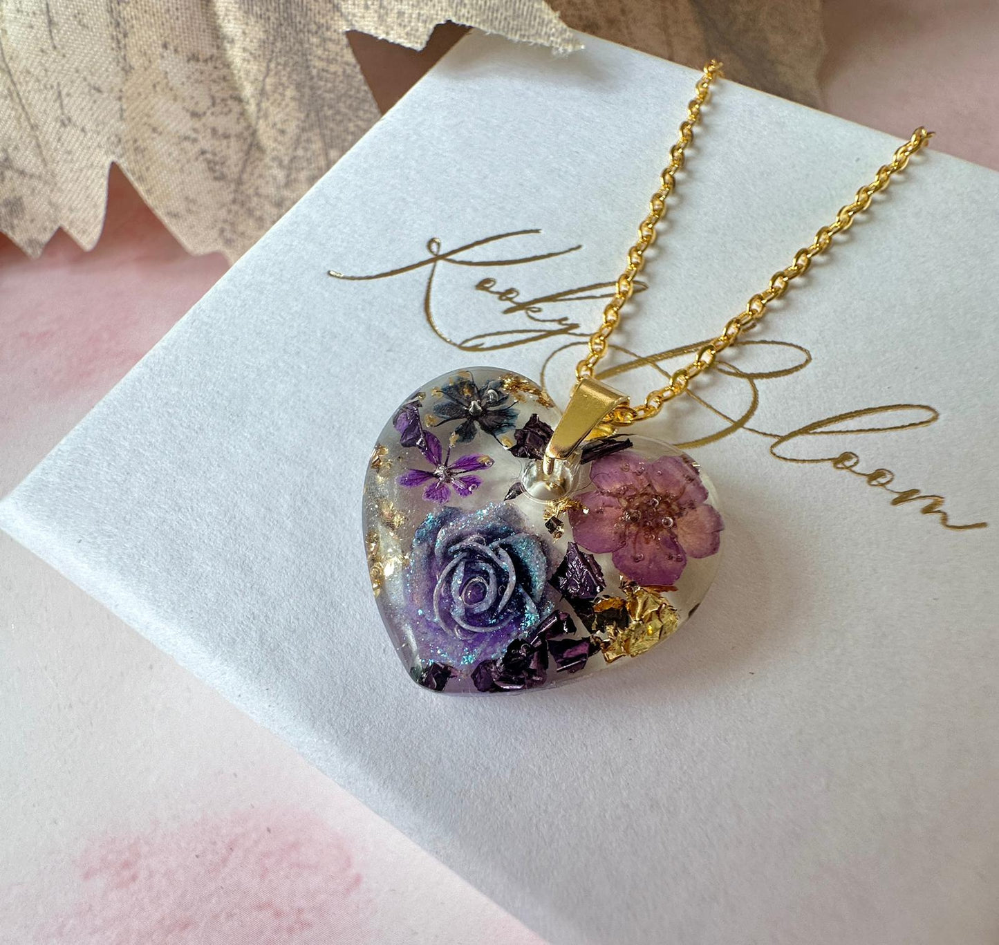 Gold Nightshade heart necklace