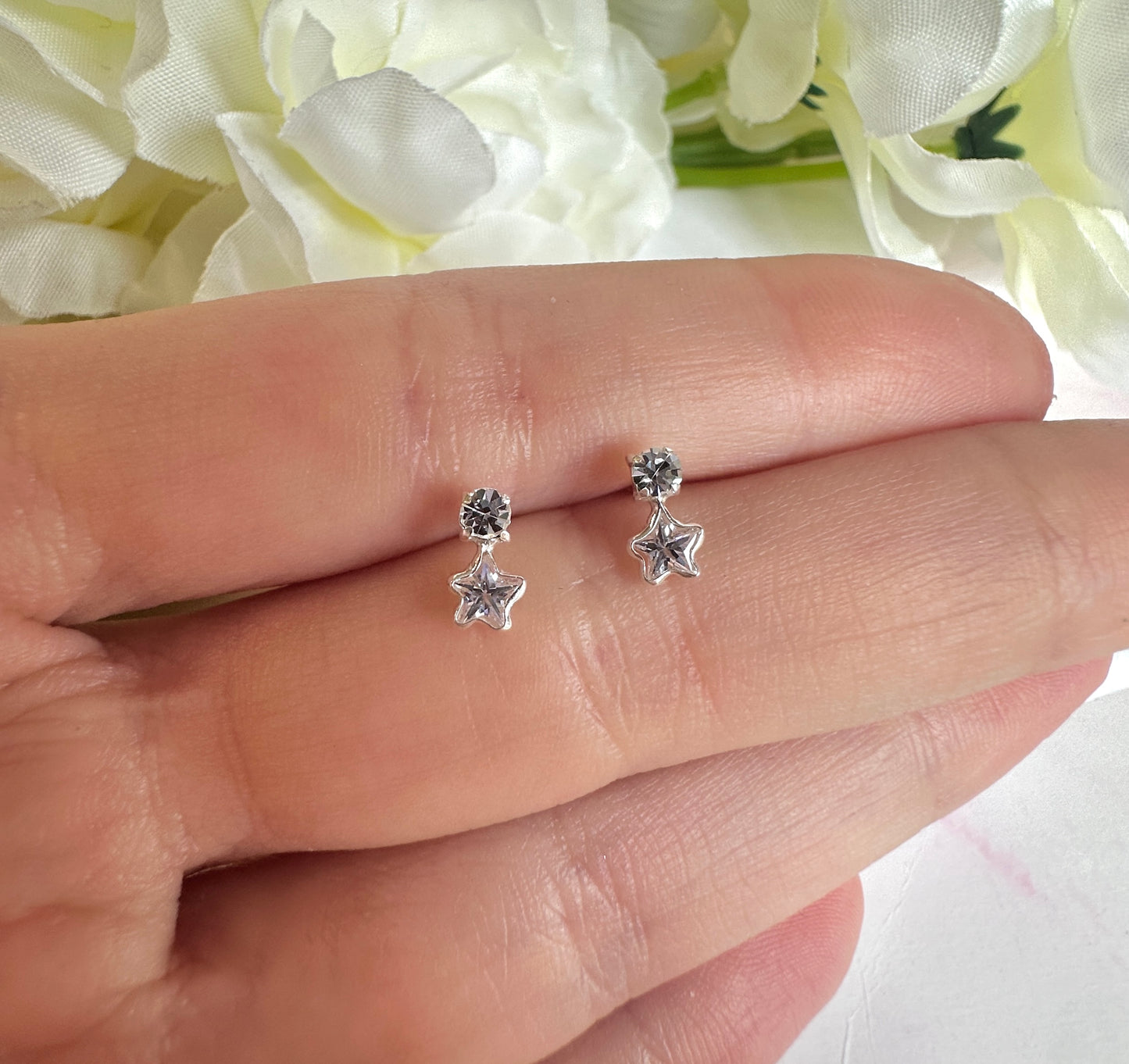 925 Sterling silver CZ Star stud earrings.
