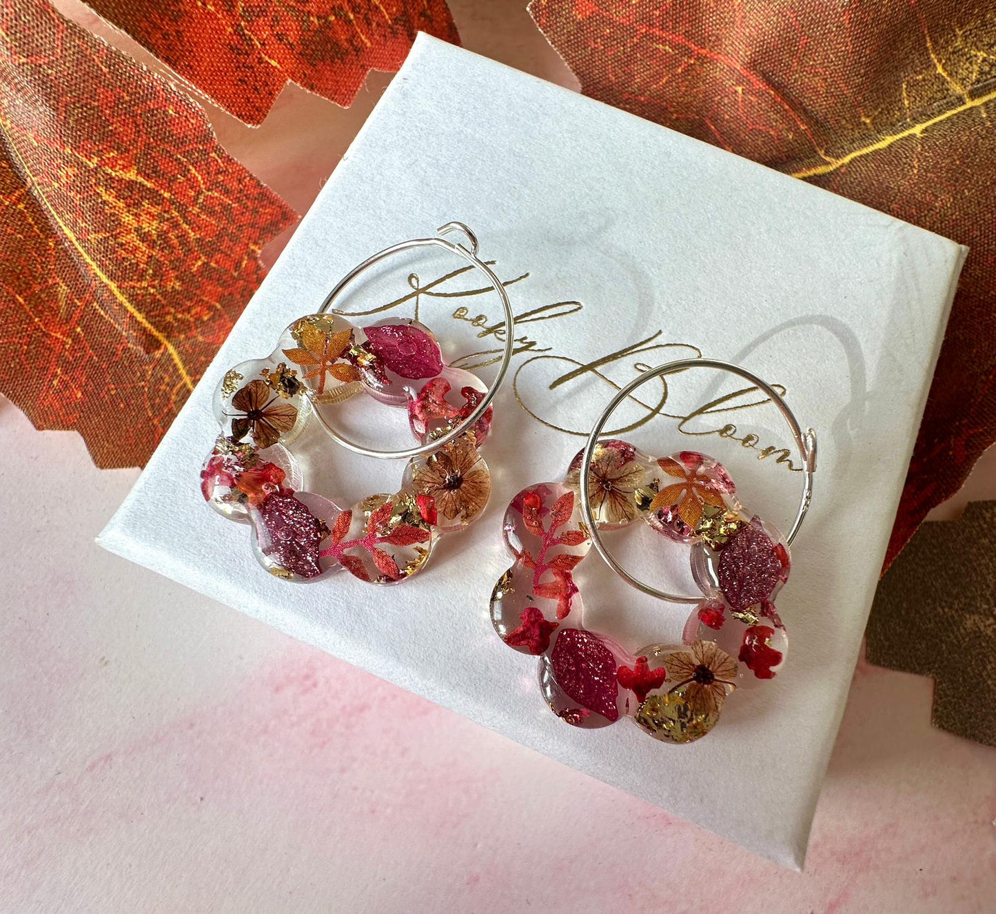 Autumn wreath bloom earrings