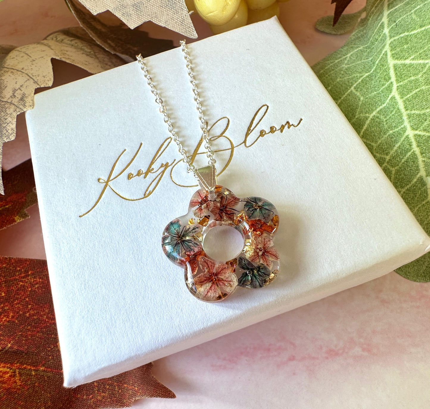 Silver Ember Bloom Flower Necklace