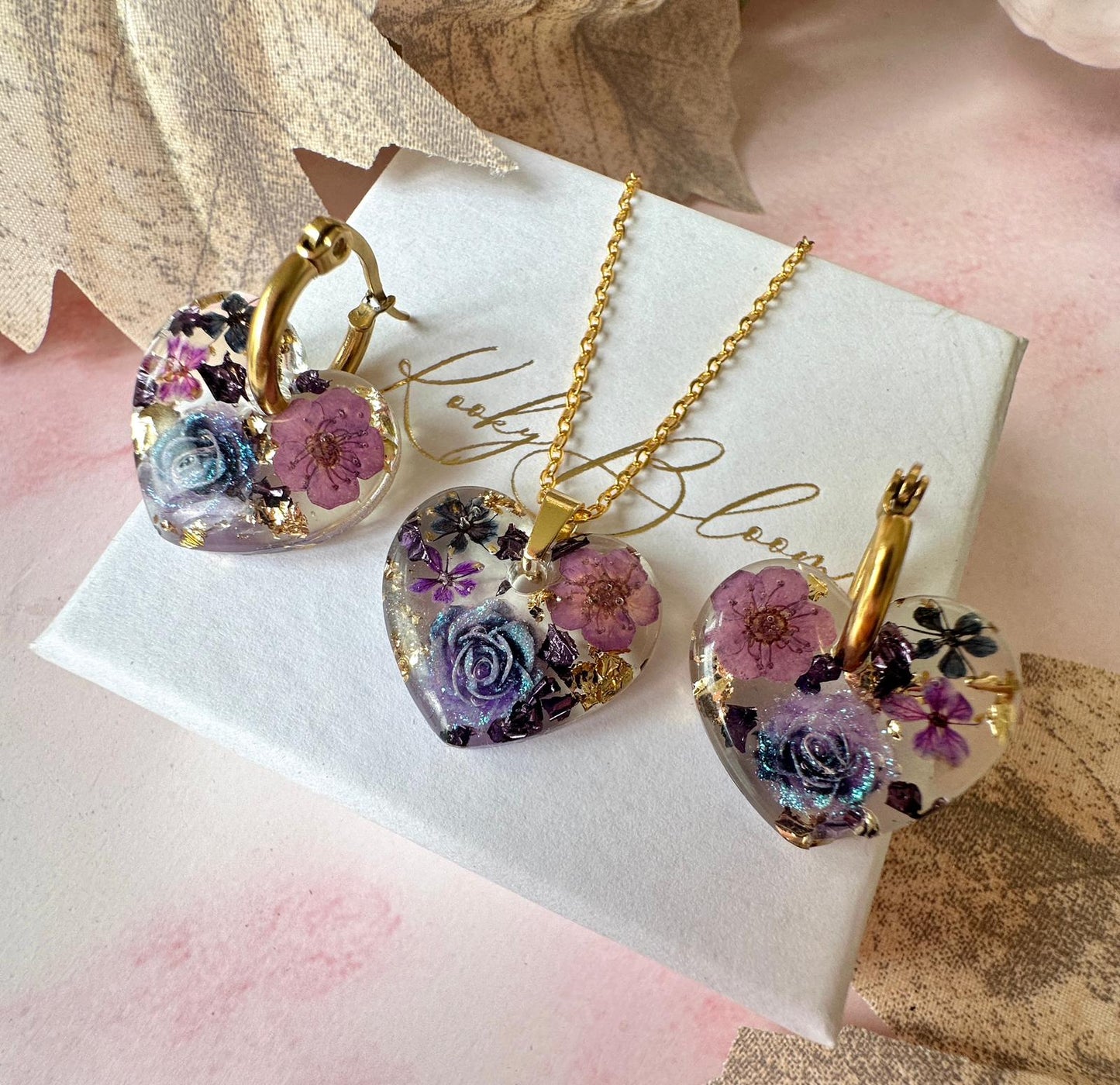 Gold Nightshade heart necklace