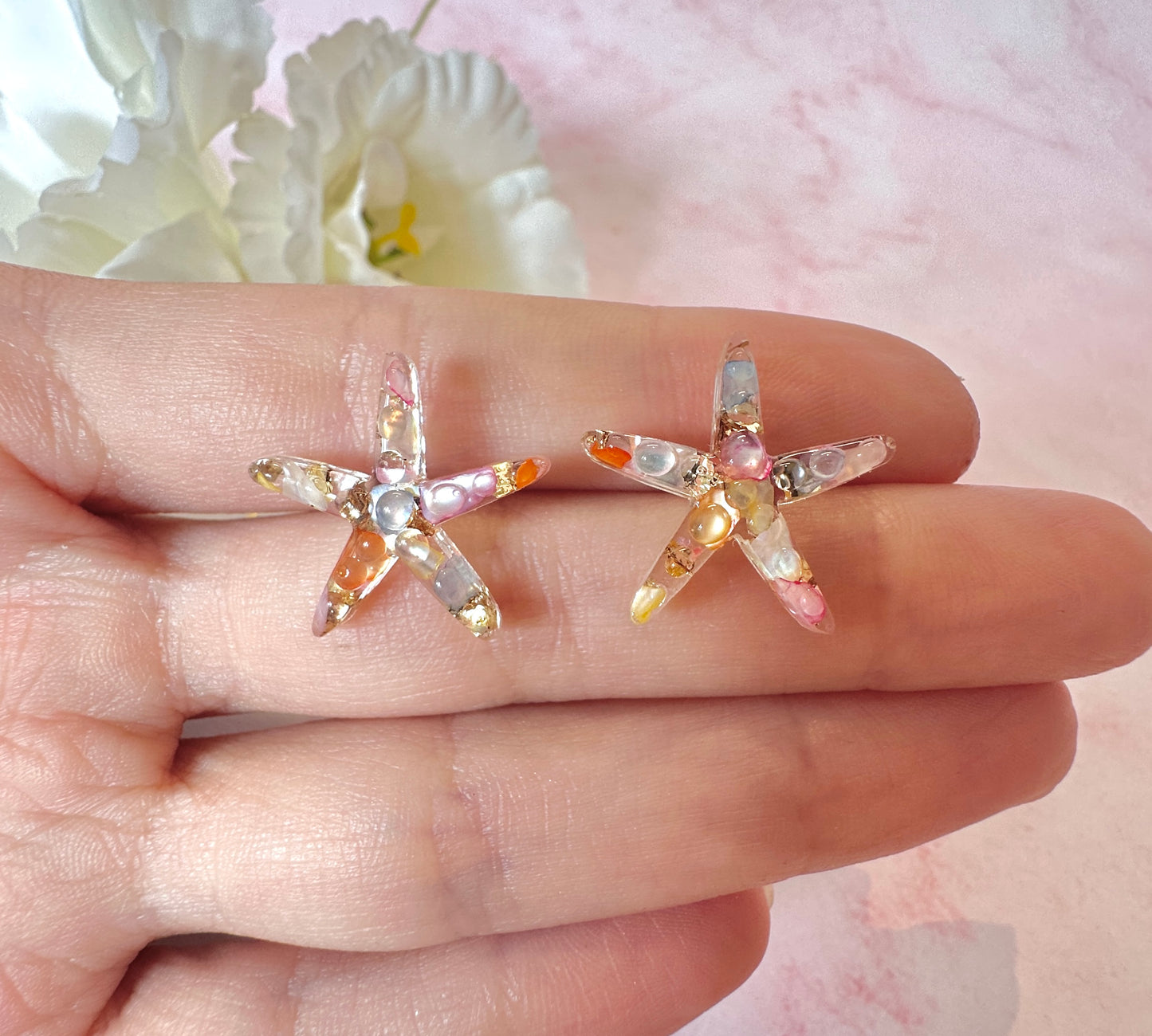 Seashell starfish 925 sterling silver Stud earrings.