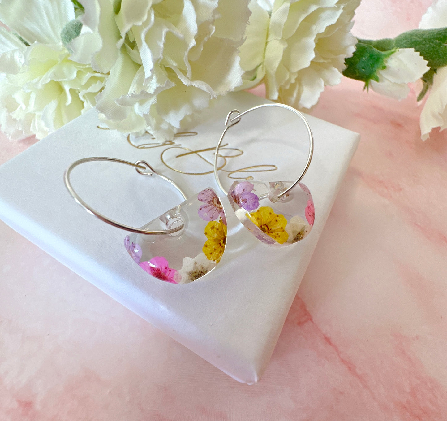 Blossom scallop semi circle bloom earrings.