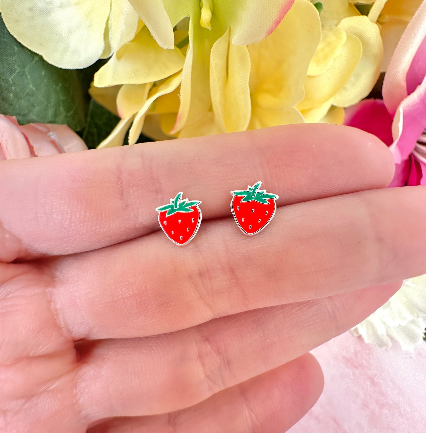 925 Sterling silver Strawberry stud earrings.