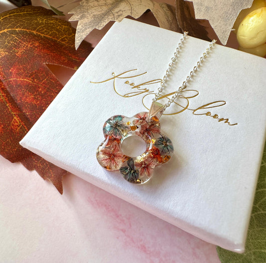 Silver Ember Bloom Flower Necklace