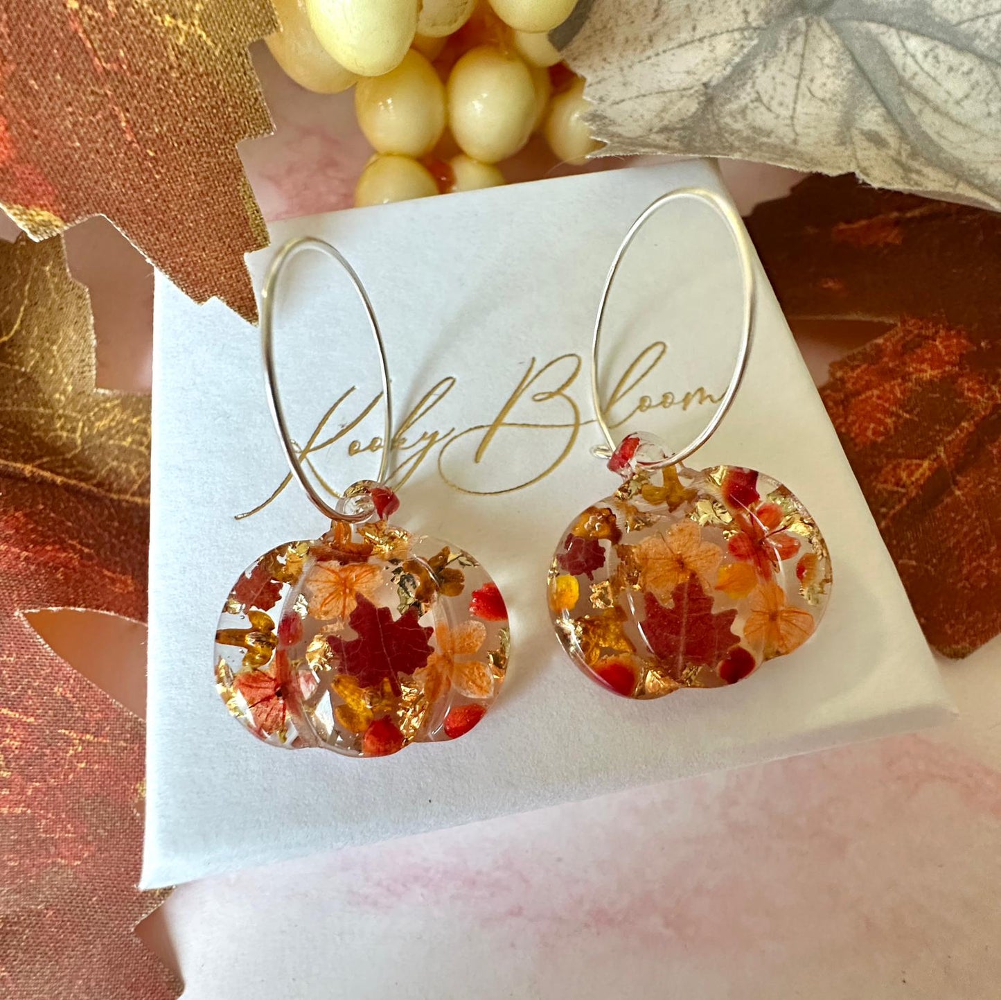 Pumpkin bloom hoop earrings