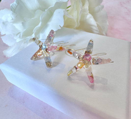 Seashell starfish 925 sterling silver Stud earrings.