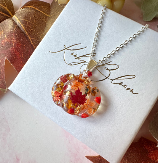Silver Pumpkin bloom necklace.