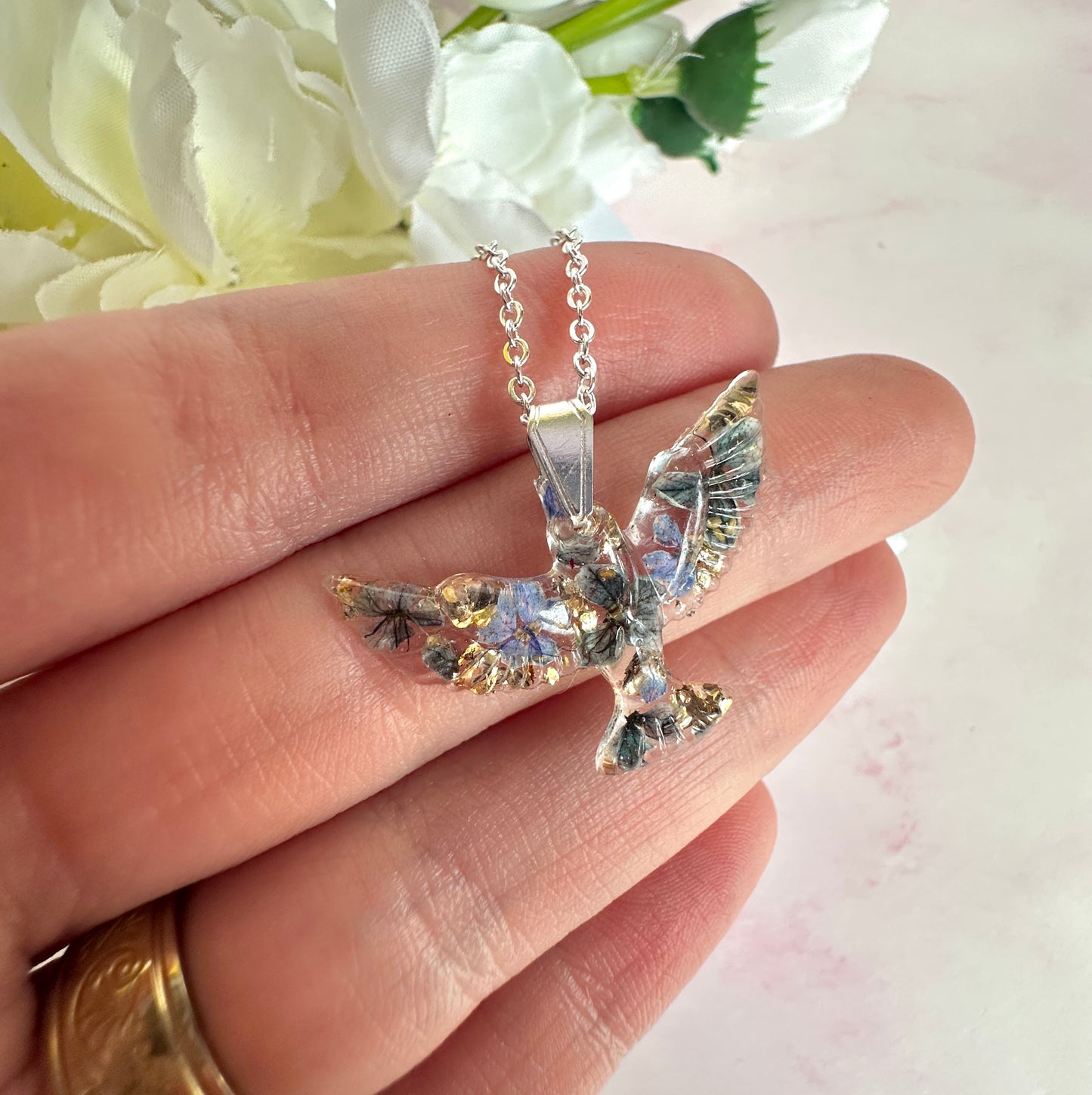* Limited edition * Silver Bloom Bird Necklace