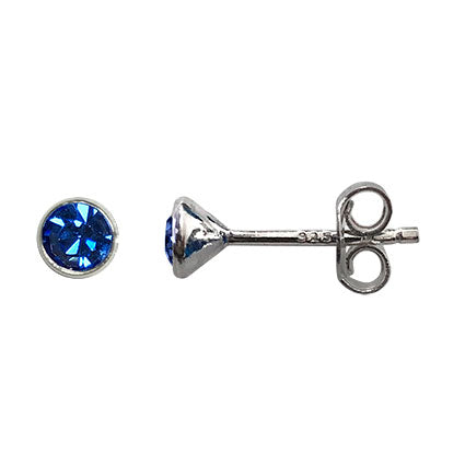 925 sterling Silver BirthStone Birth Month stud earrings.