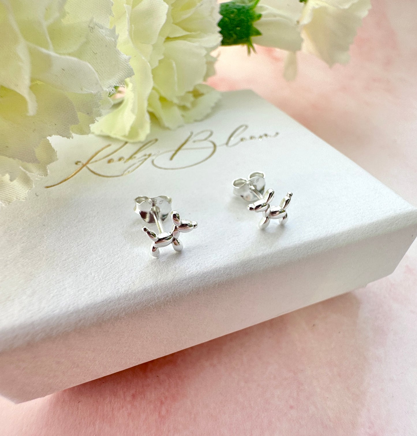925 Sterling Silver Balloon Dog stud earrings.