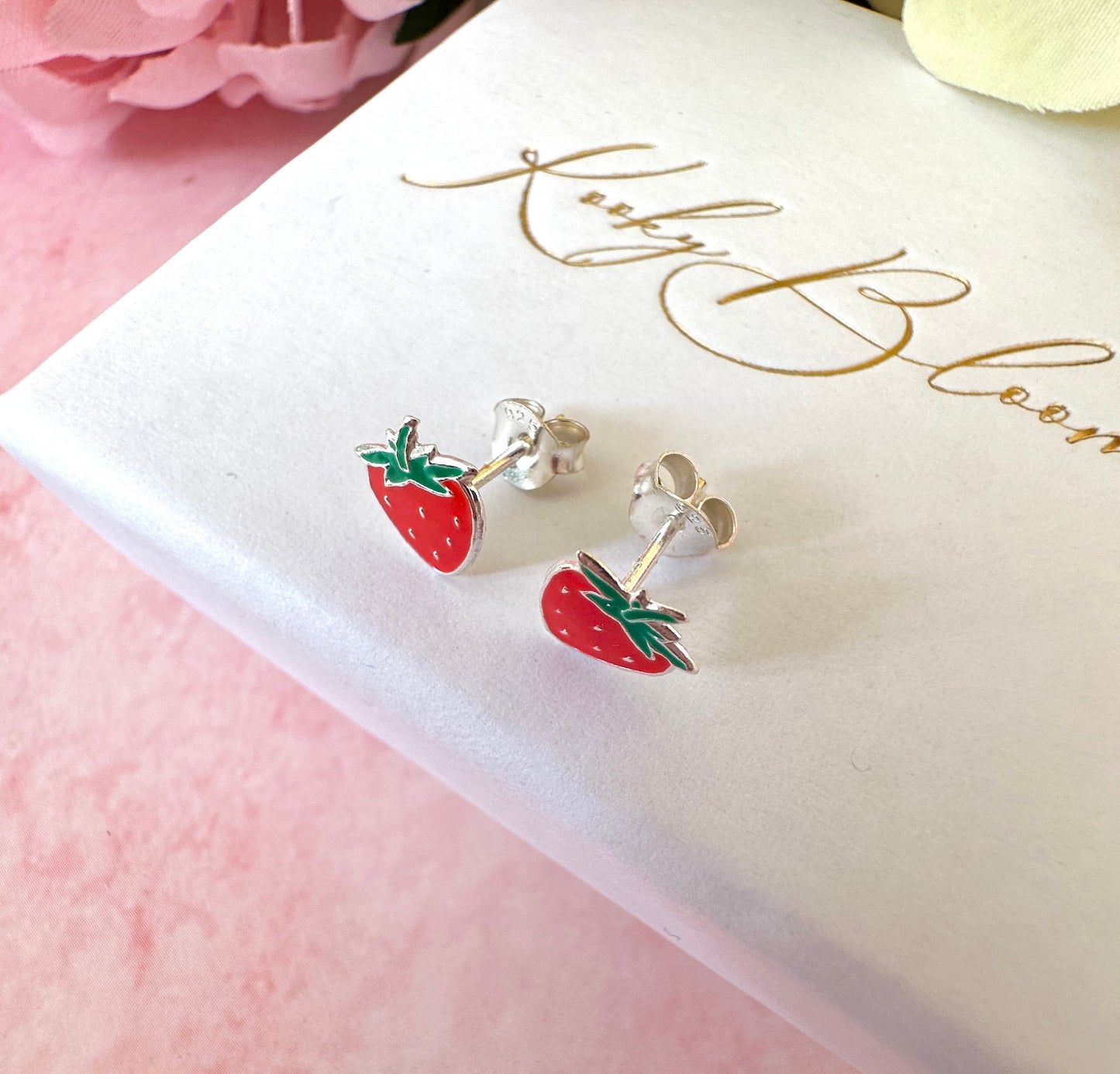 925 Sterling silver Strawberry stud earrings.