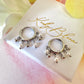 Silver Pearl chandelier huggie hoop earrings.