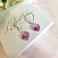 * Limited Edition * 925 sterling silver Pink Petal heart huggie earrings.