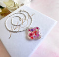 925 sterling silver Clover Pink purple flower confetti bracelet.