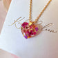 Gold Black Forest flower Heart Necklace