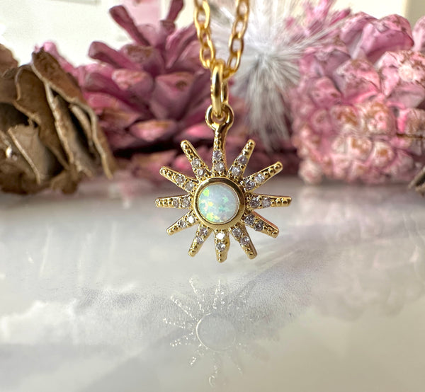 Gold Opal CZ Star necklace.