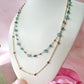 Gold layered blue bead necklace.