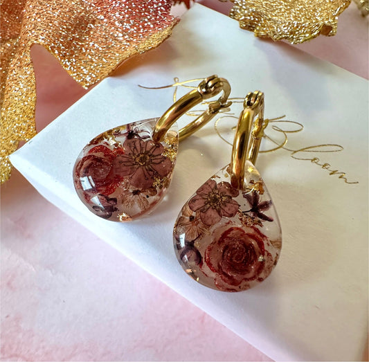 Chocolate teardrop bloom earrings