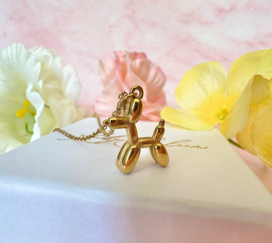 Gold Balloon Dog Necklace.