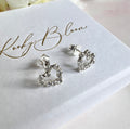 925 sterling silver CZ Hollow heart stud earrings.