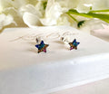 925 sterling silver Tiny black rainbow diamanté Star studs.