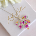 Silver tropical petal bloom necklace