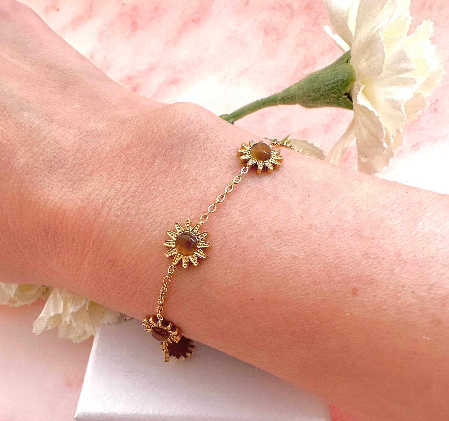 Gold Amber Sun bracelet.