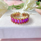 Gold Fuchsia rectangle stone Adjustable ring.