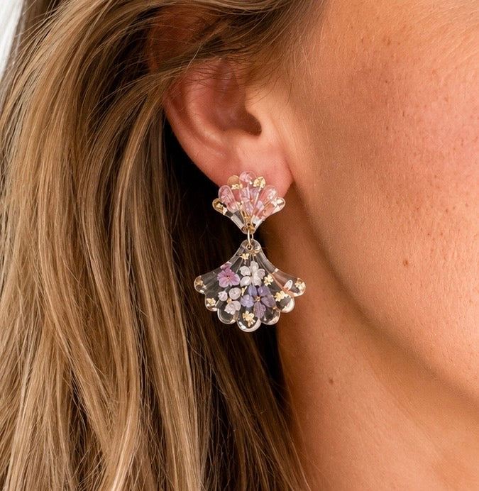 * Limited Edition * Fan drop stud earrings.