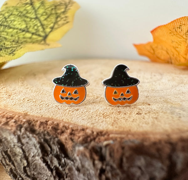 Kooky Kids Pumpkin hat sterling silver earrings