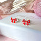 925 sterling silver Red Bow stud earrings.